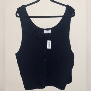 Old Navy Black Button-Up Knit Vest